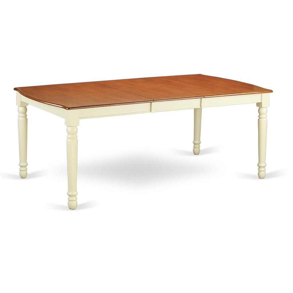 East West Furniture DOKE7-WHI-W 7 Piece Kitchen Table & Chairs Set Consist of a Rectangle Dining Room Table with Butterfly Leaf and 6 Solid Wood Seat Chairs