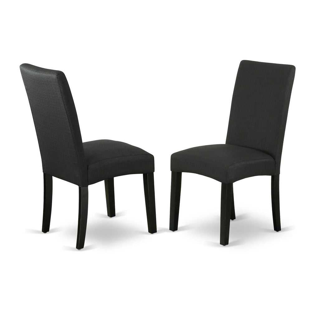 East West Furniture DUDR6-BLK-24 6 Piece Dining Room Table Set Contains a Rectangle Wooden Table and 4 Black Color Linen Fabric Upholstered Chairs with a Bench