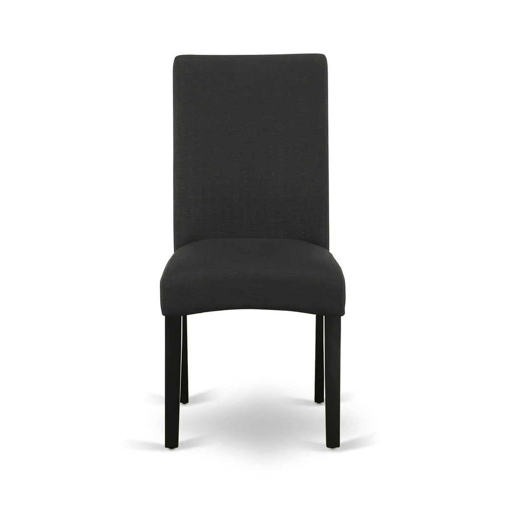 East West Furniture DUDR6-BLK-24 6 Piece Dining Room Table Set Contains a Rectangle Wooden Table and 4 Black Color Linen Fabric Upholstered Chairs with a Bench