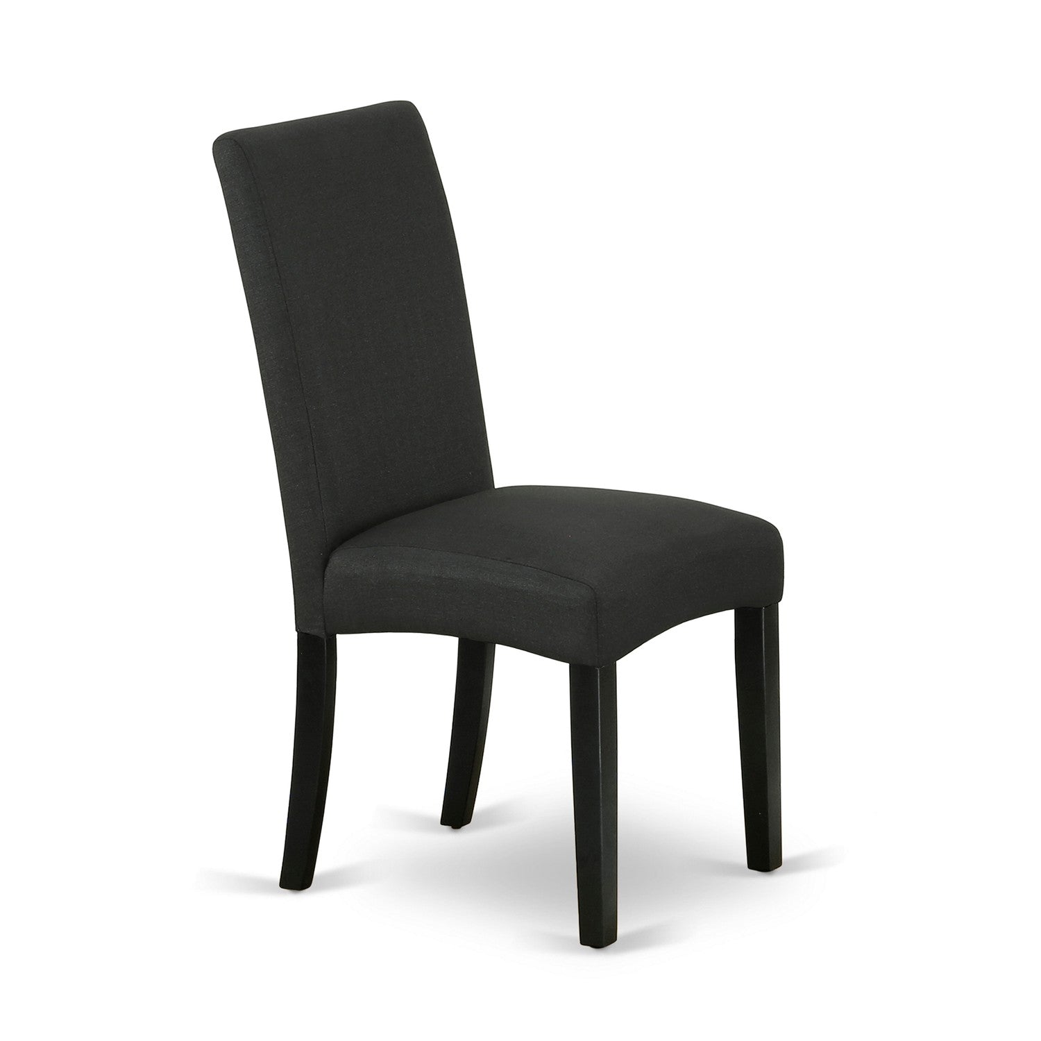 Juego de mesa de cocina de 5 piezas East West Furniture V696DR124-5 para 4 personas. Incluye una mesa de comedor rectangular con patas en V y 4 sillas tapizadas en tela de lino de color negro.