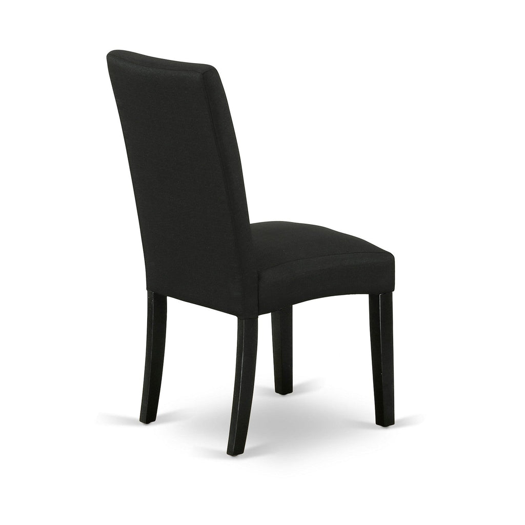 East West Furniture DUDR6-BLK-24 6 Piece Dining Room Table Set Contains a Rectangle Wooden Table and 4 Black Color Linen Fabric Upholstered Chairs with a Bench