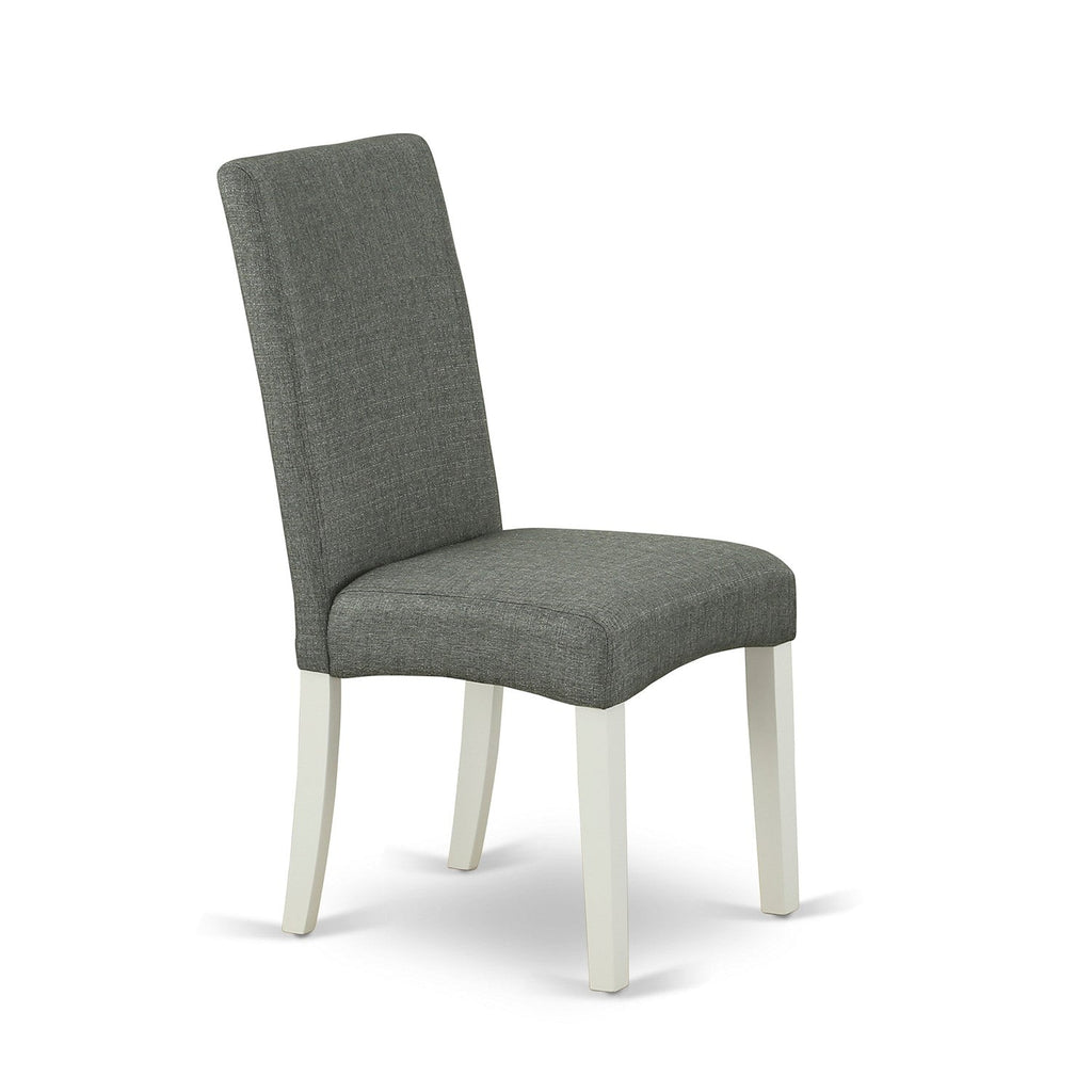 East West Furniture WEDR5-LWH-07 5 Piece Dining Set Includes a Rectangle Dining Room Table with Butterfly Leaf and 4 Gray Linen Fabric Upholstered Chairs