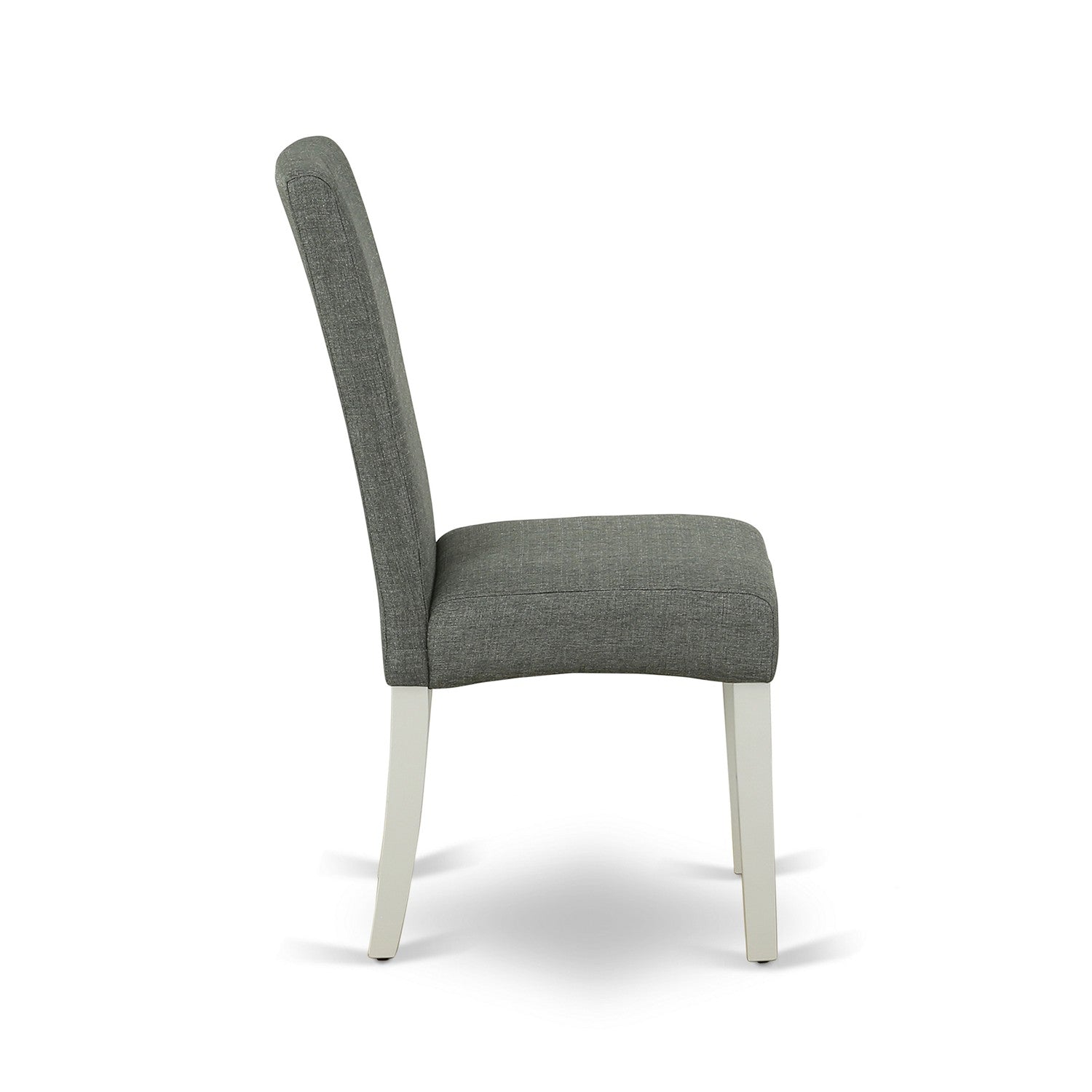 East West Furniture AMDR3-LWH-07 3 Piece Kitchen Table Set Consists of 1 Modern Dining Table and 2 Grey Linen Fabric Dining Chairs with High Back - linen white Finish