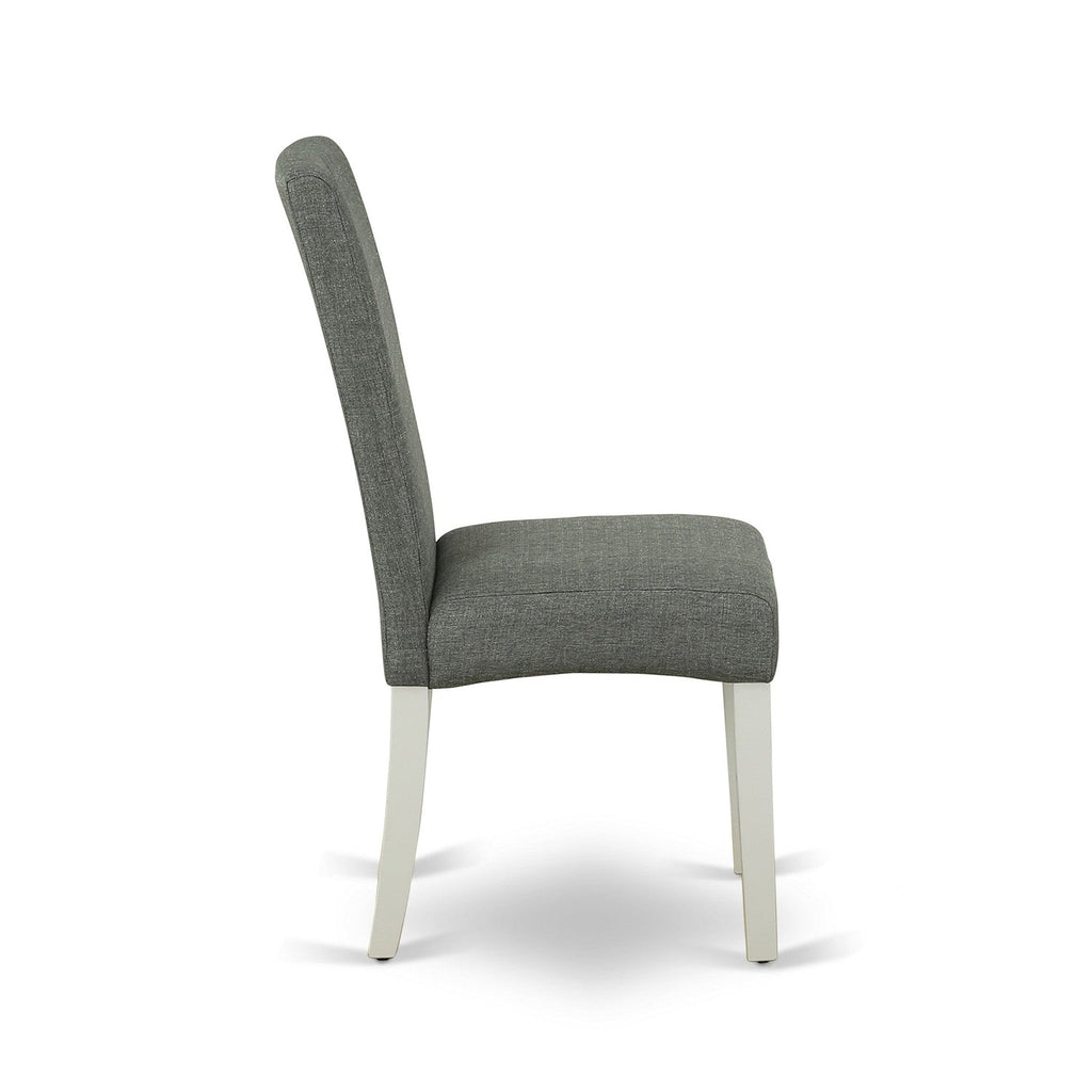 East West Furniture DRP2T07 Driscol Parson Dining Chairs - Gray Linen Fabric Padded Chairs