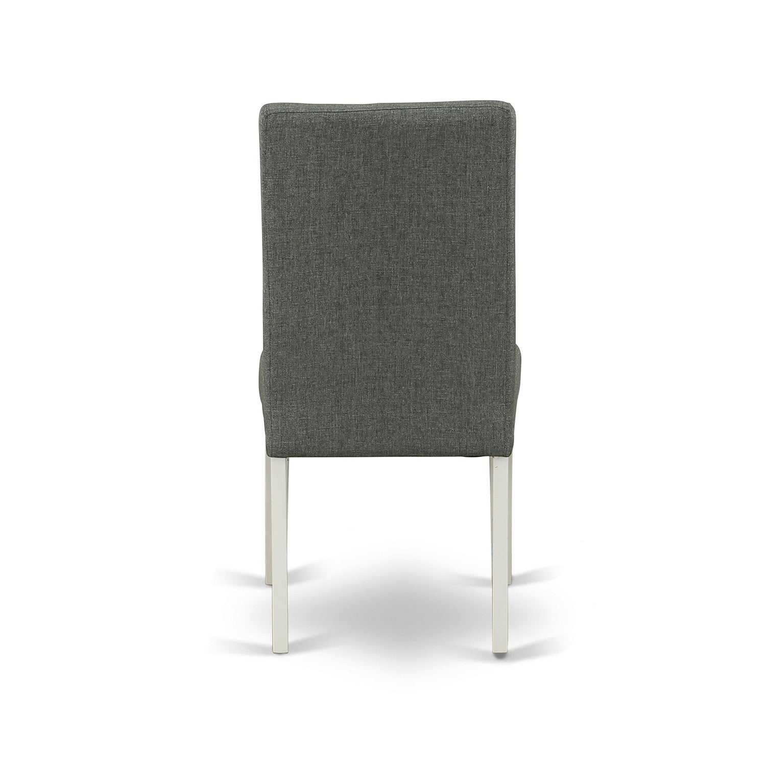 Juego de comedor East West Furniture V097DR207-9 de 9 piezas. Incluye una mesa de comedor rectangular con patas en V y 8 sillas Parson tapizadas en tela de lino gris.