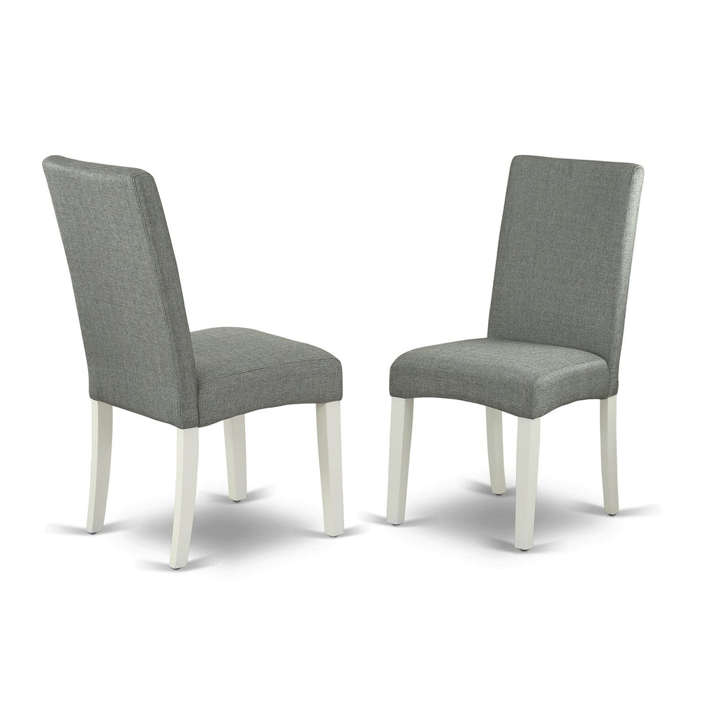 East West Furniture DRP2T07 Driscol Parson Dining Chairs - Gray Linen Fabric Padded Chairs, Set of 2, Linen White