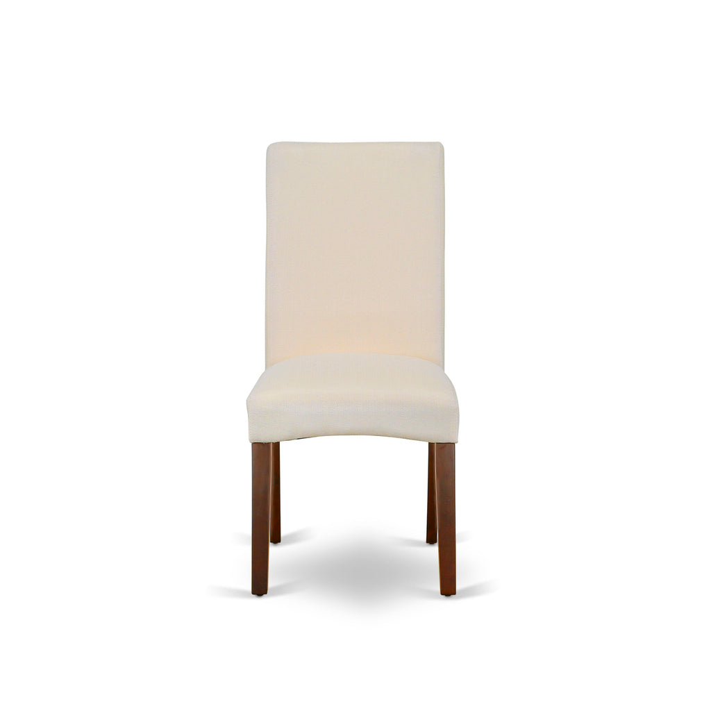 East West Furniture NDDR5-MAH-01 5 Piece Kitchen Table & Chairs Set Includes a Rectangle Dining Room Table with Dropleaf and 4 Cream Linen Fabric Parsons Chairs