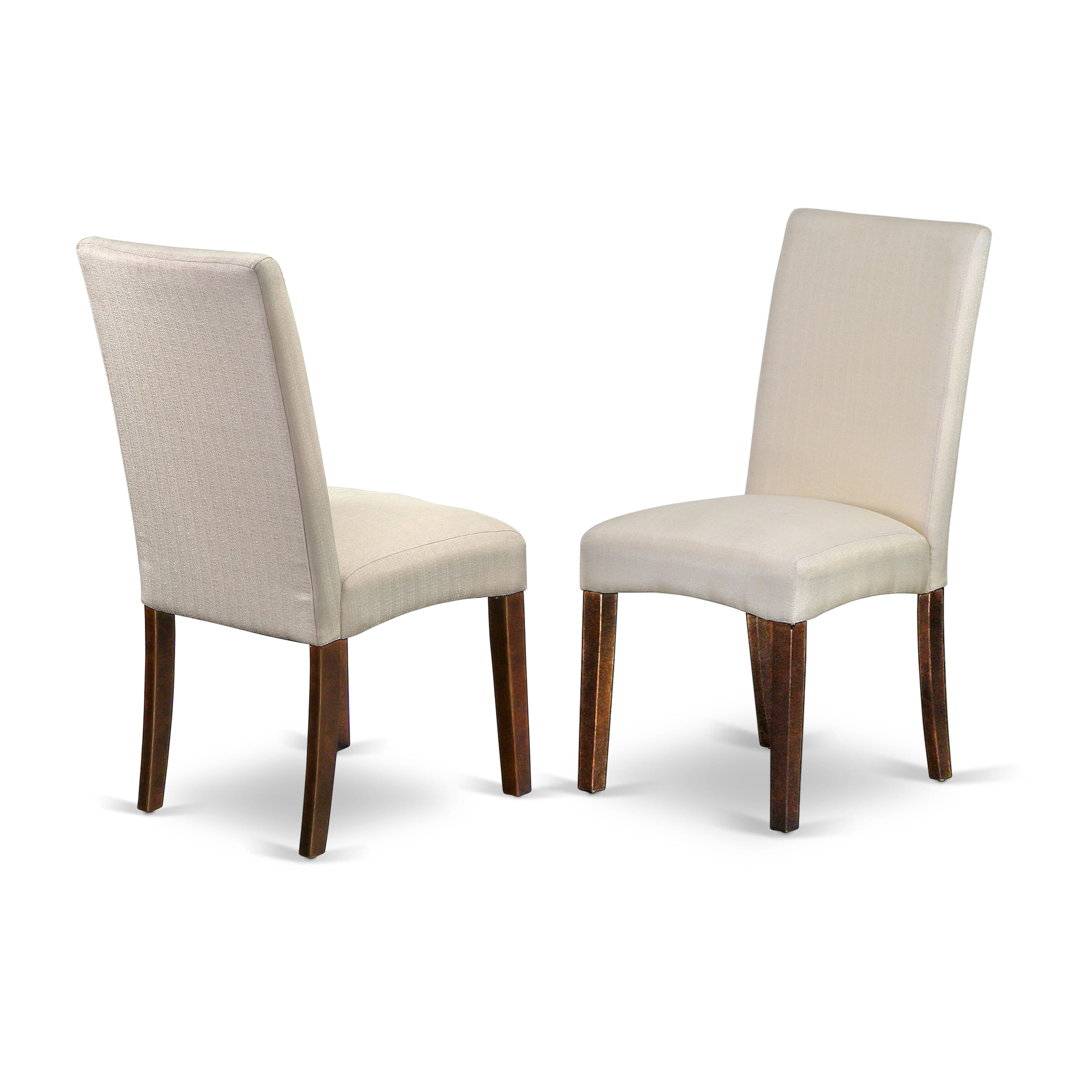 MLDR5C-MAH-01 7Pc Rectangle 42/54" Dining Table And 2 Parson Chair With Mahogany Finish Leg And Linen Fabric- Cream Color Plus 2 Bench