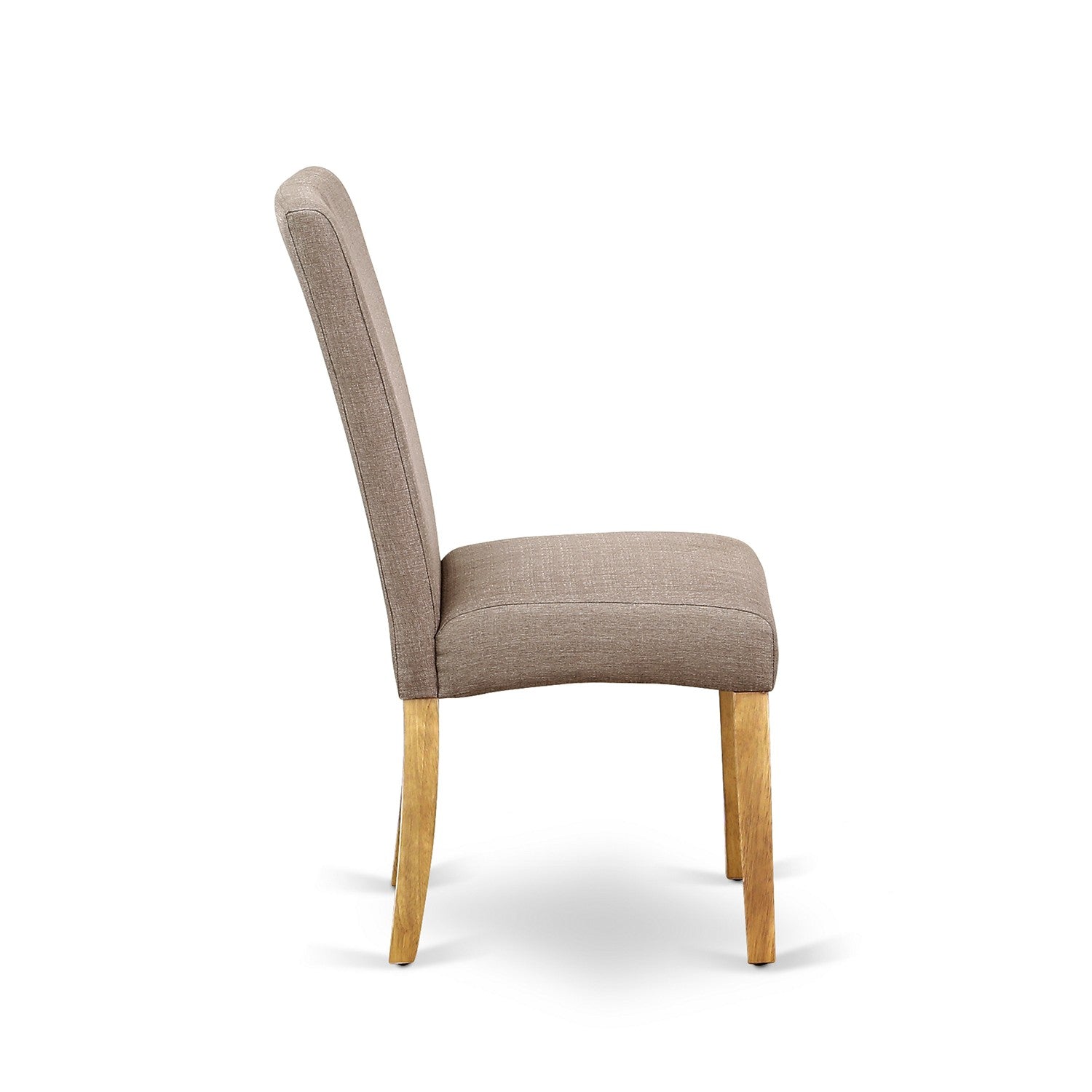 ANDR5-OAK-16 5Pc Round 36" Table And 4 Parson Chair With Oak Finish Leg And Linen Fabric- Dark Khaki Color