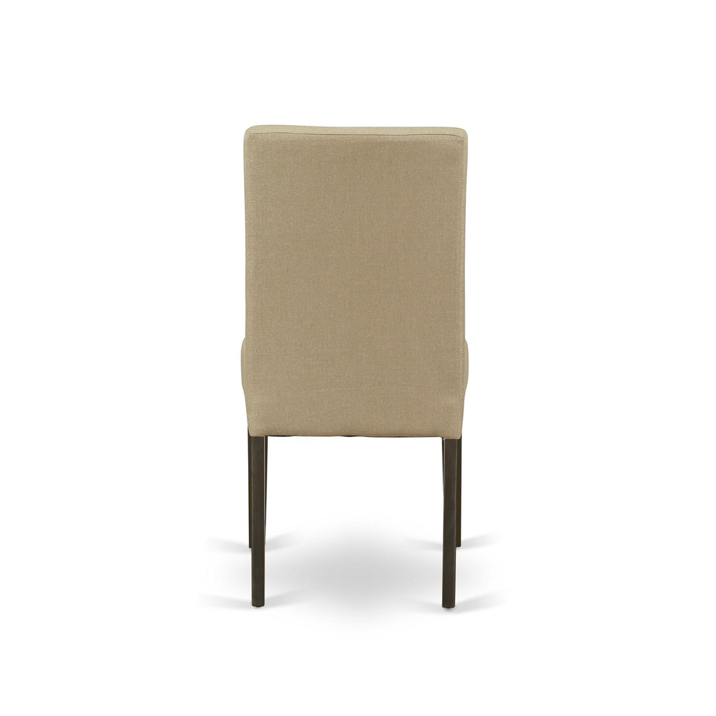 East West Furniture ANDR5-CAP-03 5 Piece Kitchen Table & Chairs Set Includes a Round Dining Room Table with Pedestal and 4 Brown Linen Fabric Parson Dining Chairs, 36x36 Inch, Cappuccino