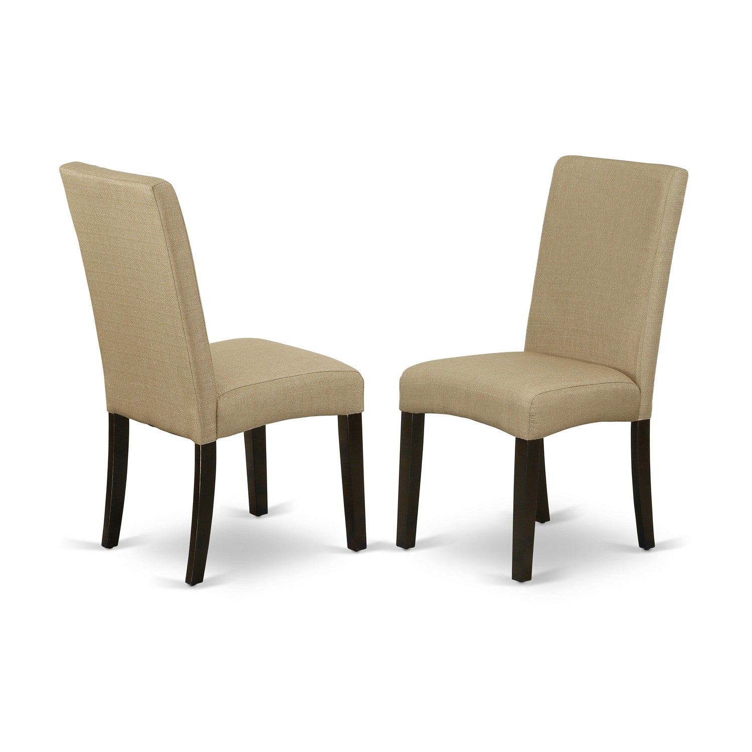 DRP5T03 Parson Chair with Cappuccino Finish Leg and Linen fabric- Brown Color - Set of 2