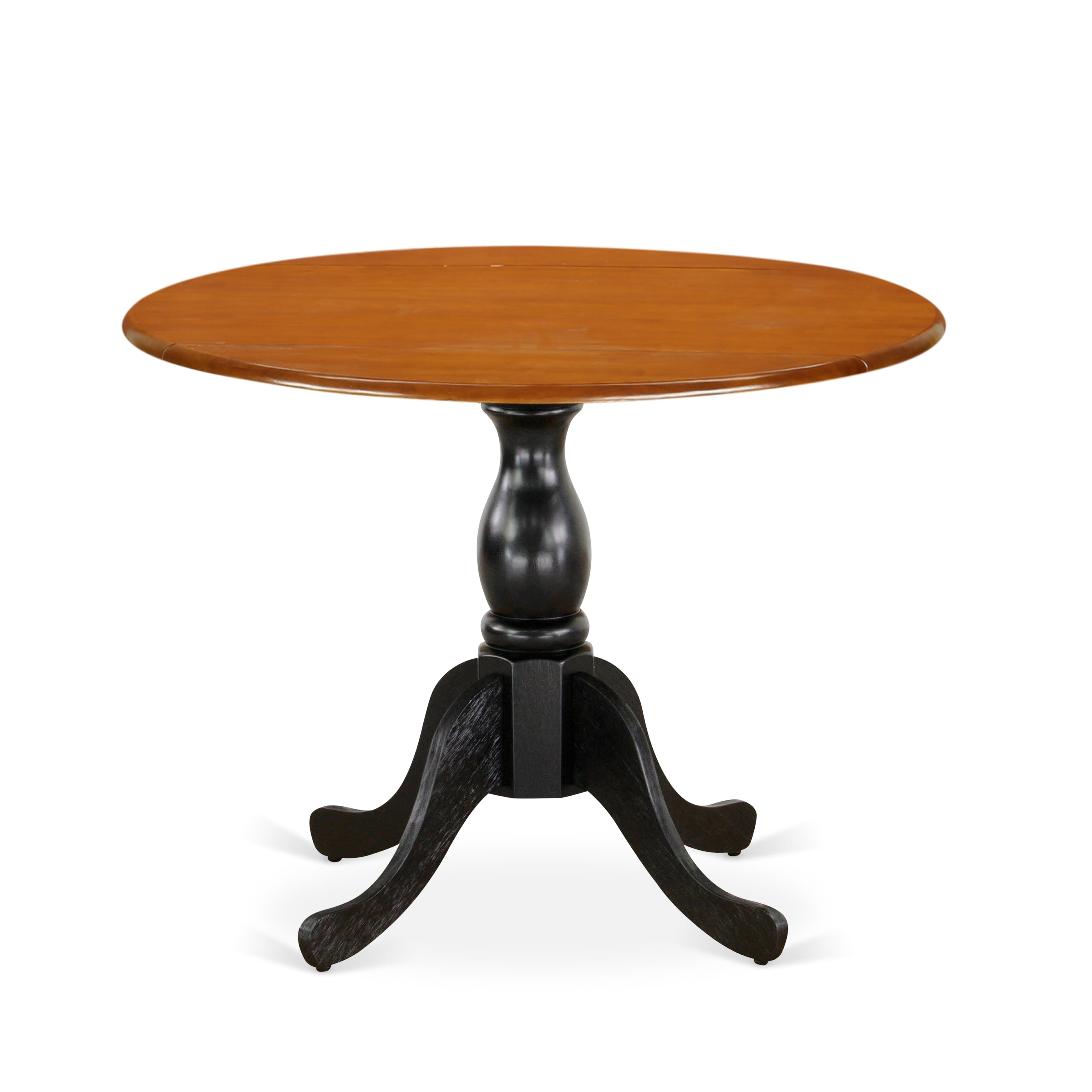 EAST WEST FURNITURE - DST-BCH-TP - Kitchen Table with Drop Leaves - Cherry Table Top and Black Pedestal Leg Finish