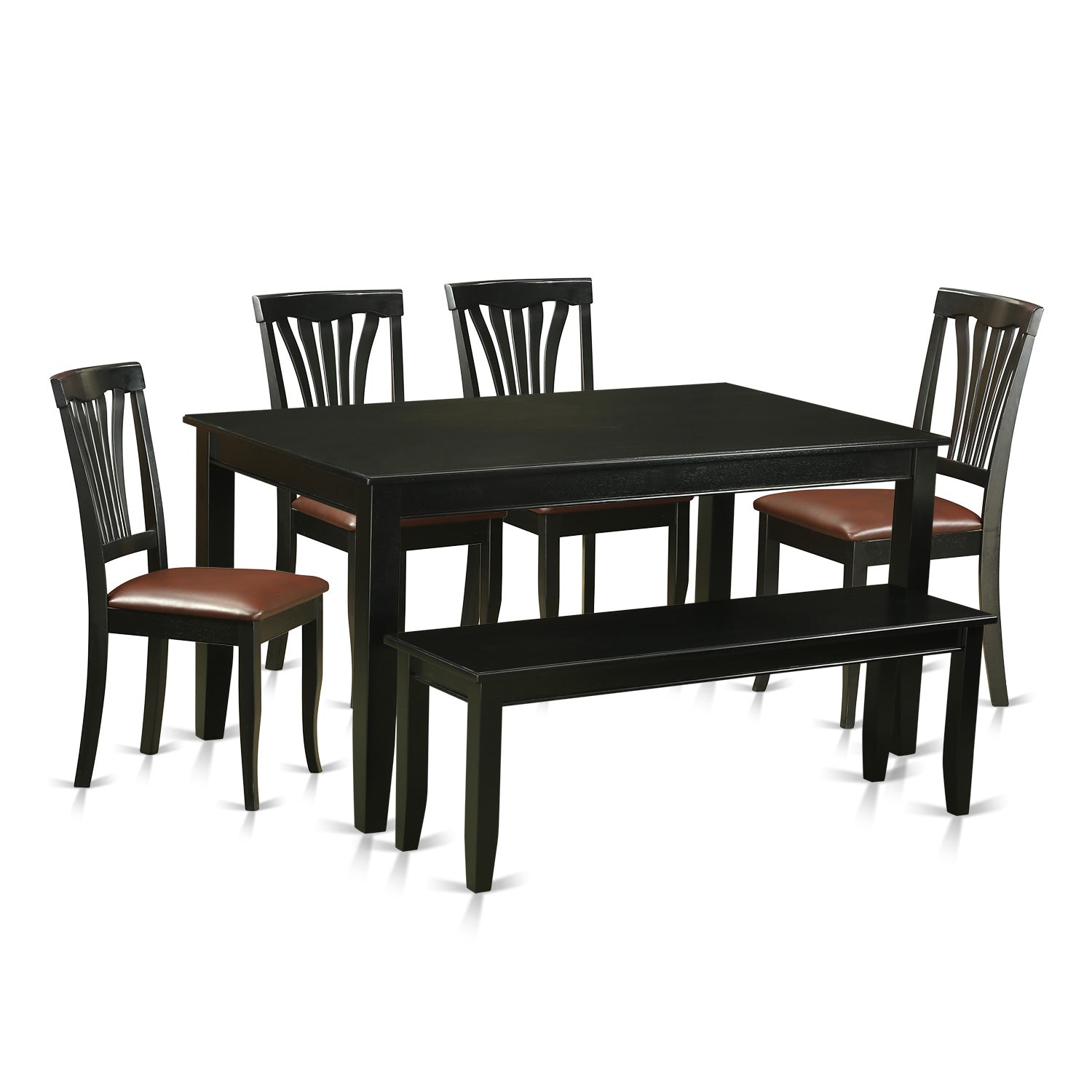 DUAV6-BLK-LC 6 Pc Kitchen nook Dining set - Kitchen dinette Table and 4 Dining Chairs plus Bench
