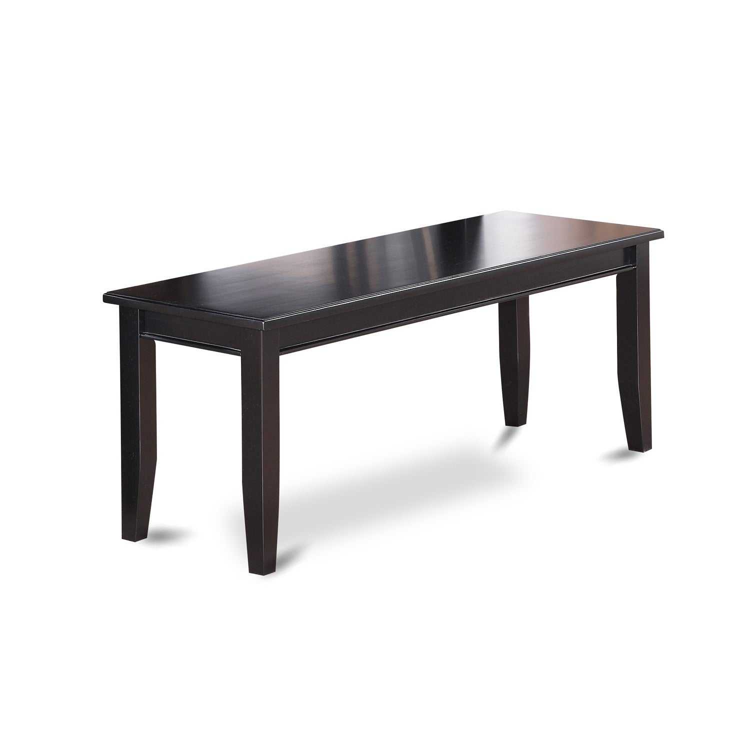 Juego de mesa de comedor moderna de 6 piezas East West Furniture WEAV6D-BLK-LC. Contiene una mesa rectangular de madera con hojas de mariposa y 4 sillas de comedor de piel sintética con un banco.
