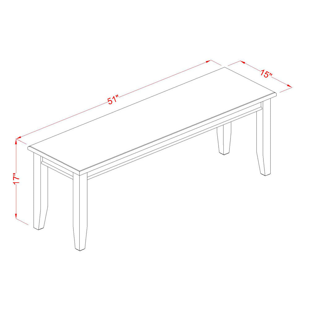 Juego de mesa de comedor de 6 piezas DUCA6D-MAH-W de East West Furniture. Contiene una mesa de cocina rectangular y 4 sillas de comedor con un banco.