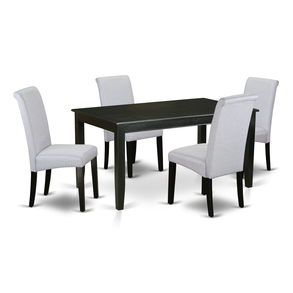 East West Furniture DUBA5-BLK-05 5 Piece Dining Room Table Set Includes a Rectangle Kitchen Table and 4 Grey Linen Fabric Parsons Dining Chairs, 36x60 Inch, Black