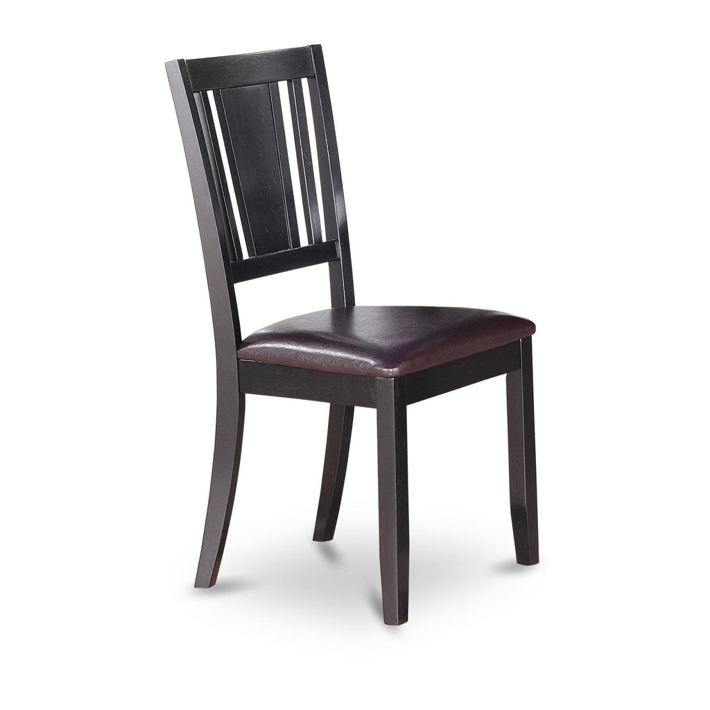 Juego de comedor de 5 piezas East West Furniture WEDU5-BLK-LC para 4 personas. Incluye una mesa de comedor rectangular con diseño de hojas de mariposa y 4 sillas de comedor de piel sintética.