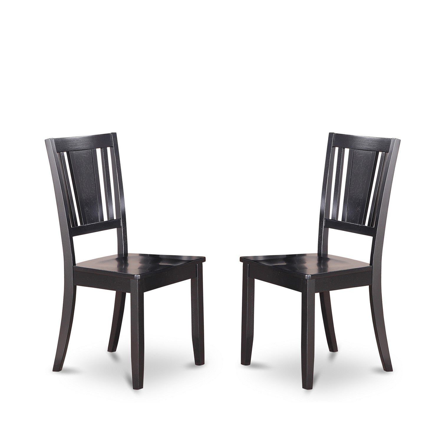 Juego de mesa de cocina de 3 piezas East West Furniture DLDU3-BLK-W para espacios pequeños. Contiene una mesa de comedor redonda con alas abatibles y 2 sillas con asiento de madera maciza.