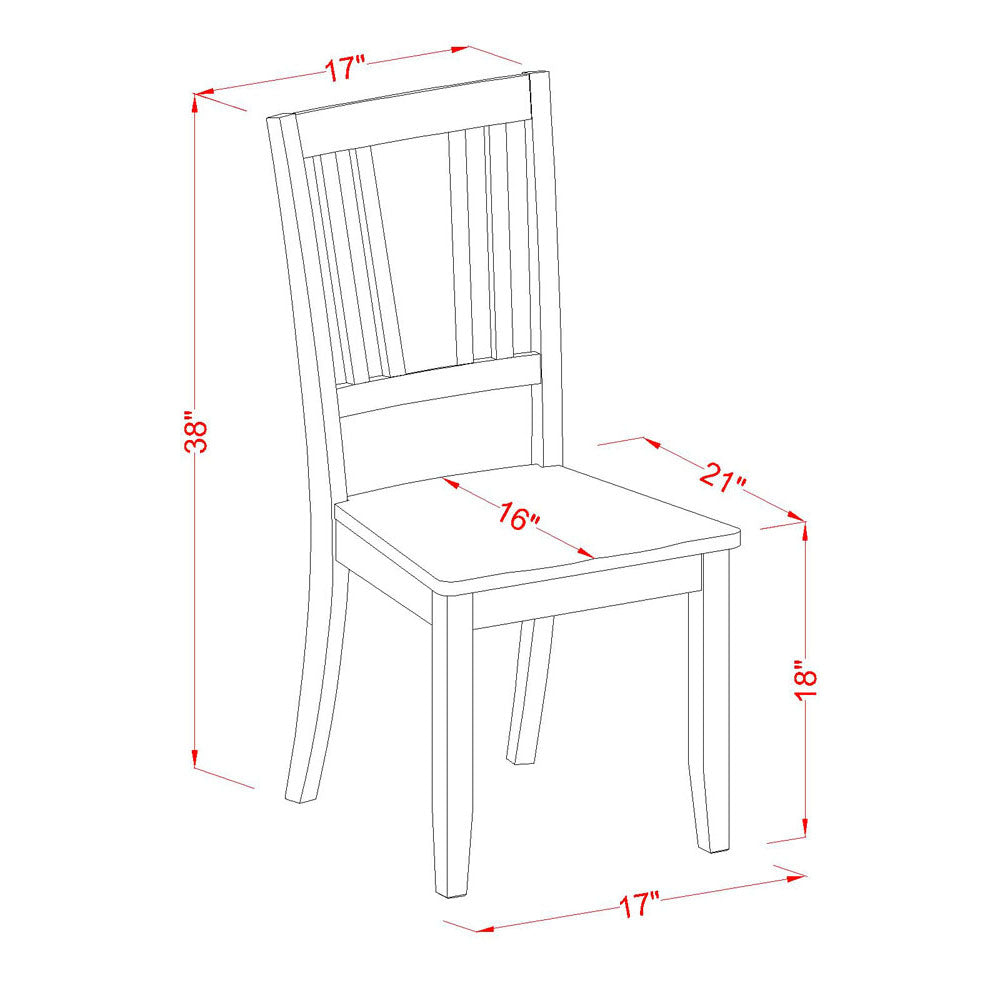 East West Furniture DUC-MAH-W Dudley Dining Room Chairs - Slat Back Wood Seat Chairs, Set of 2, Mahogany