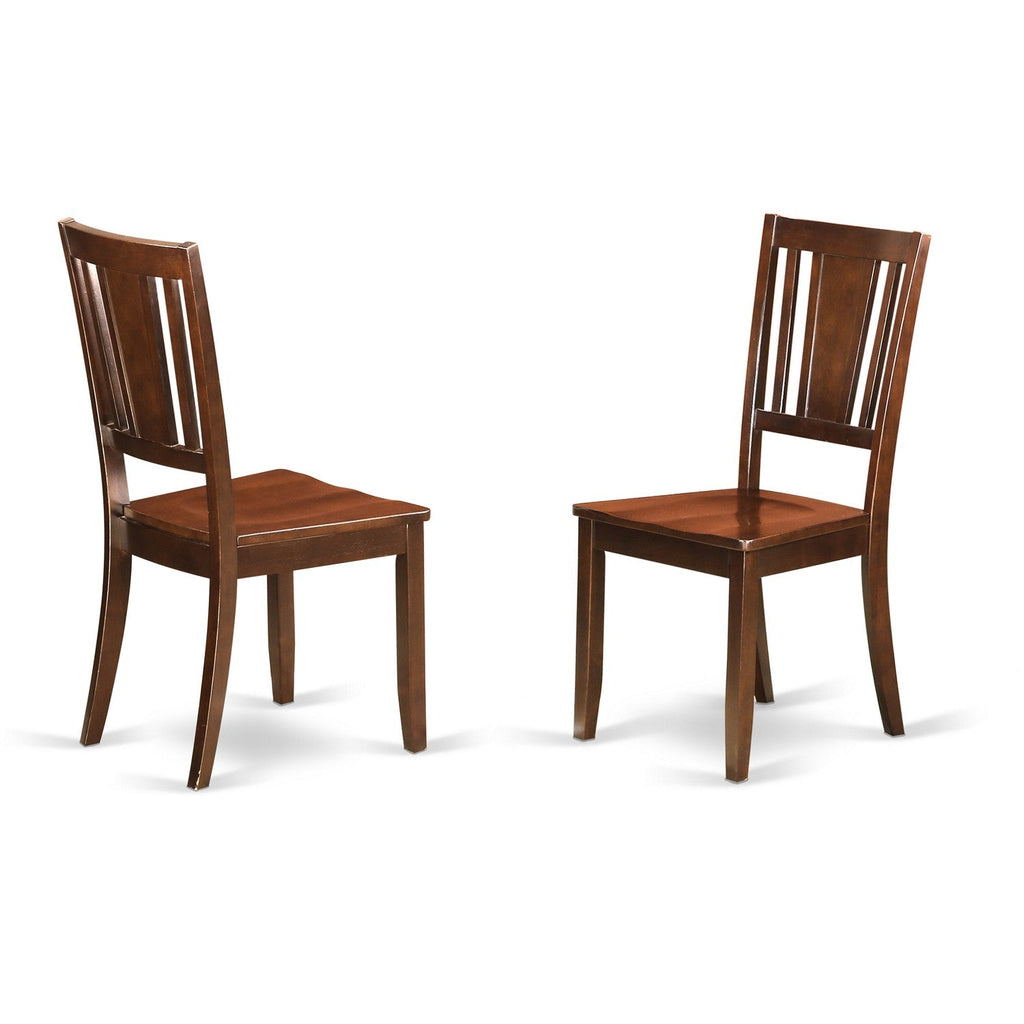 Juego de muebles de comedor de 3 piezas ESDU3-MAH-W de East West Furniture. Contiene una mesa de cocina redonda con pedestal y 2 sillas de comedor.