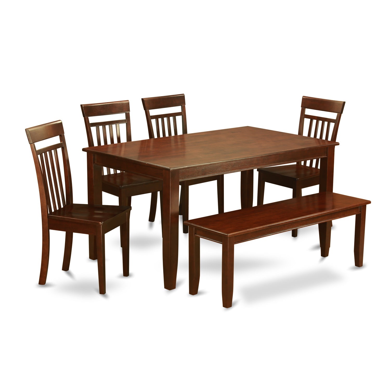 DUCA6D-MAH-W 6 Pc Dining room set with bench-Dinette Table and 4 Chairs and Bench