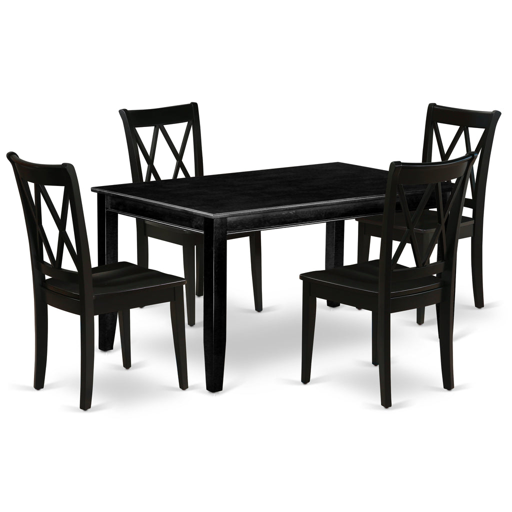 East West Furniture DUCL5-BLK-W 5 Piece Dinette Set for 4 Includes a Rectangle Dining Room Table and 4 Dining Chairs, 36x60 Inch, Black