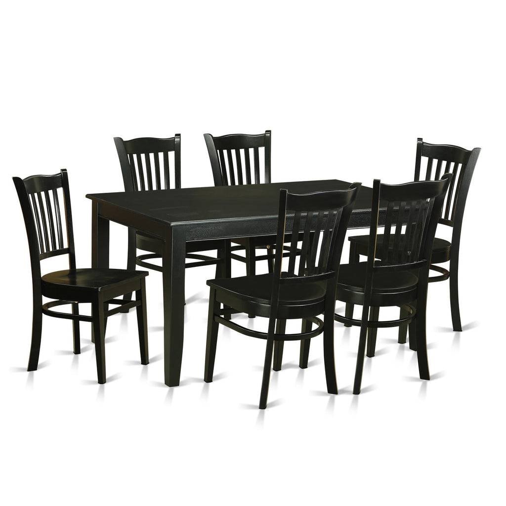 East West Furniture DUGR7-BLK-W 7 Piece Kitchen Table Set Consist of a Rectangle Dining Table and 6 Dining Room Chairs
