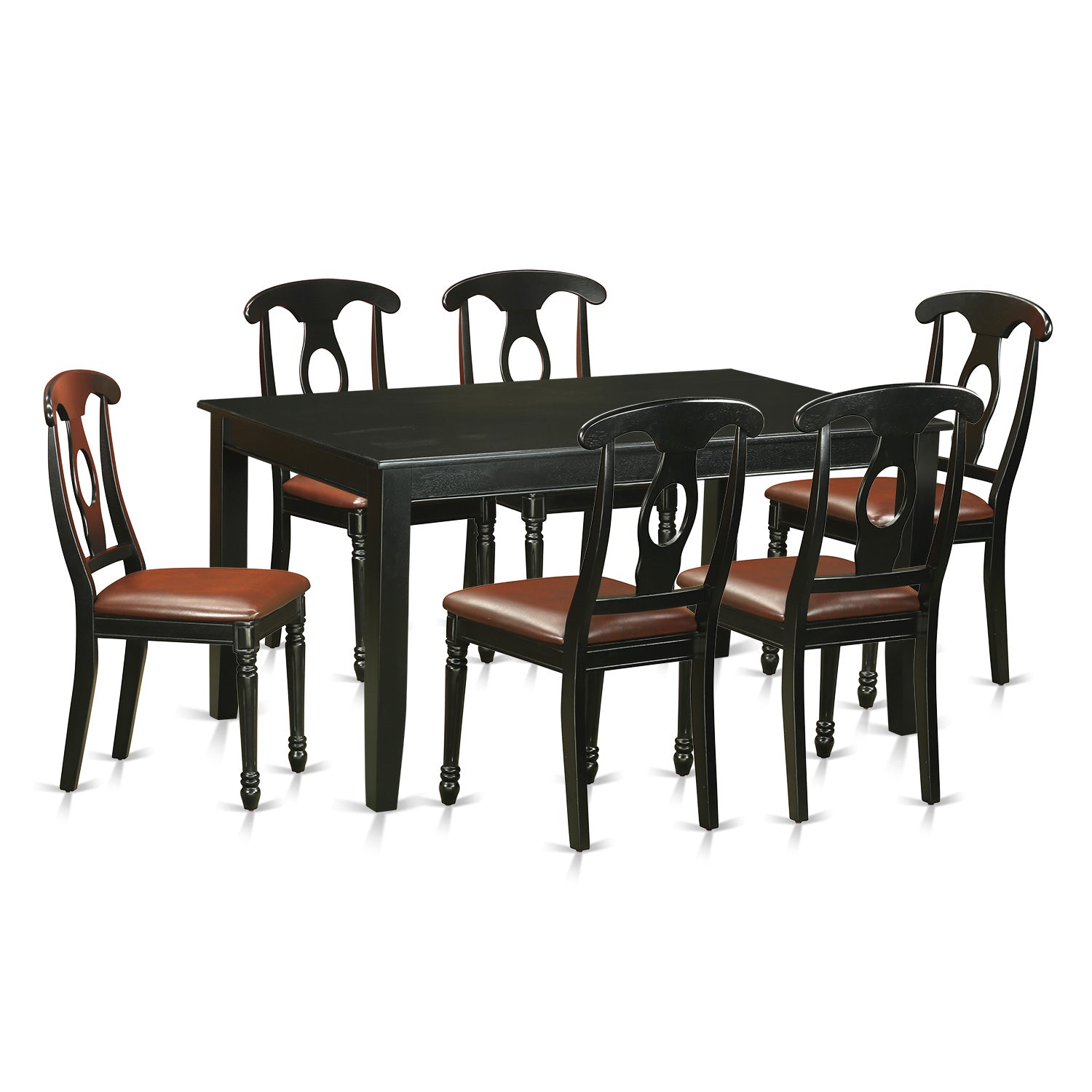 DUKE7-BLK-LC 7 Pcs Dining room sets -Small Kitchen Table and 6 Dining Chairs