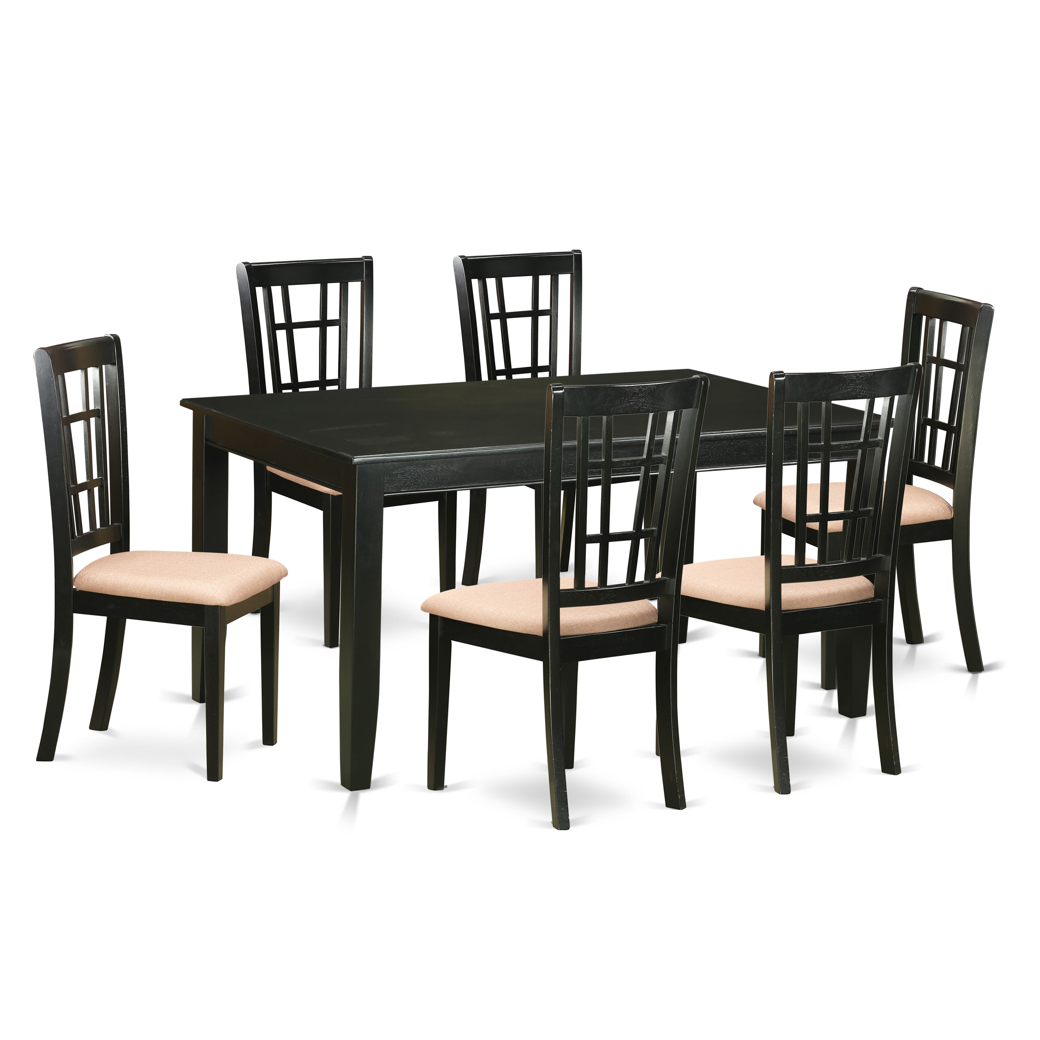 DUNI7-BLK-C 7 Pc Dining room set -Kitchen Table and 6 Dining Chairs