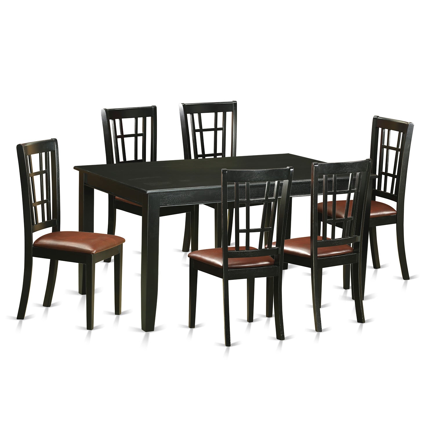 DUNI7-BLK-LC 7 PC dinette Table set for 6-Kitchen Table and 6 Dining Chairs