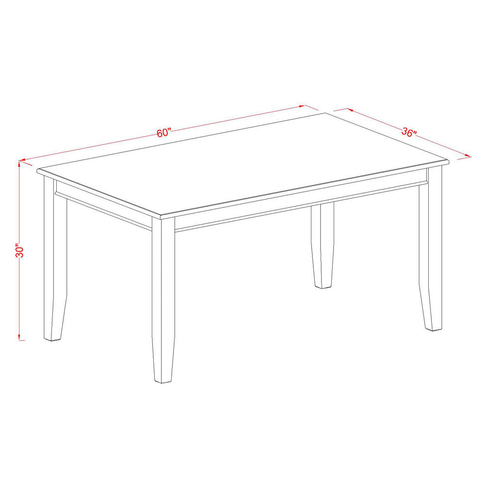 East West Furniture DUGR7-MAH-W 7 Piece Kitchen Table & Chairs Set Consist of a Rectangle Dining Room Table and 6 Solid Wood Seat Chairs, 36x60 Inch, Mahogany