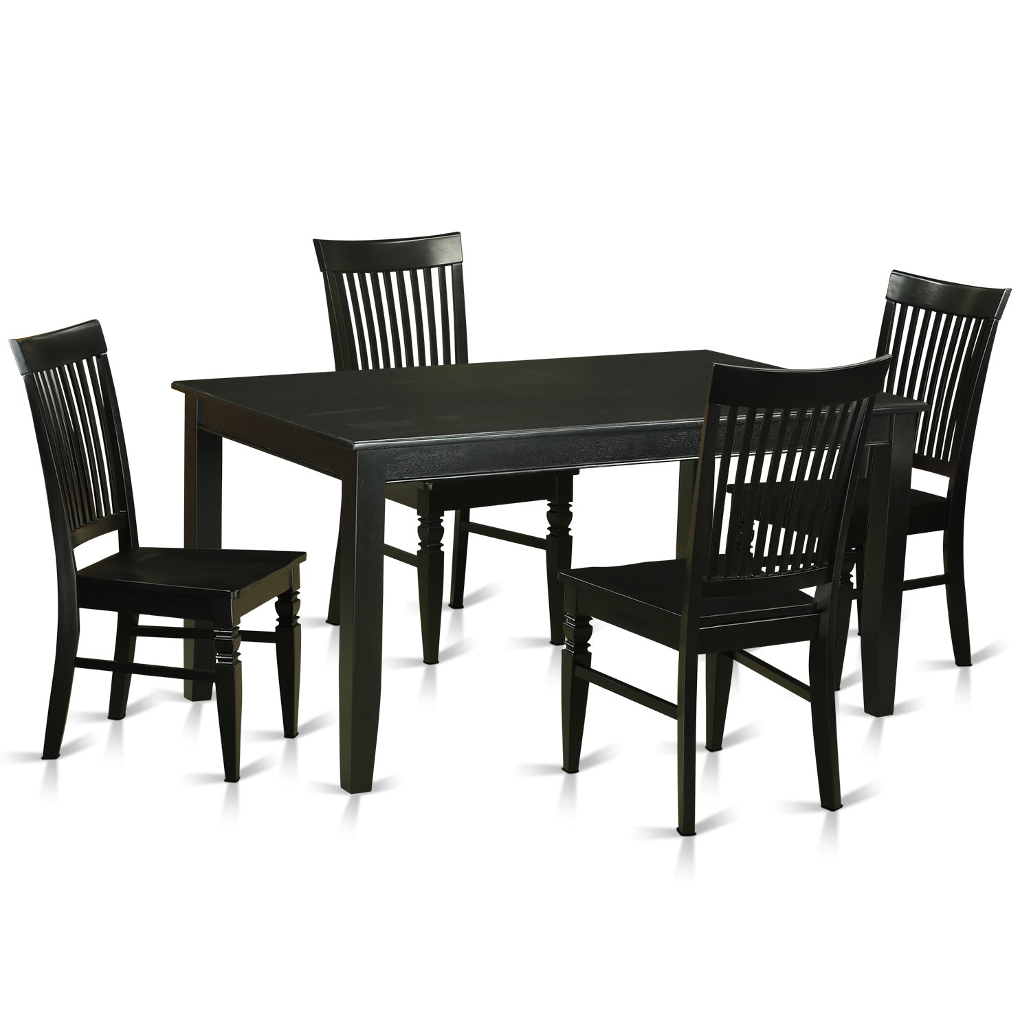 Juego de comedor de 5 piezas DUWE5-BLK-W de East West Furniture. Incluye una mesa de comedor rectangular y 4 sillas de cocina.