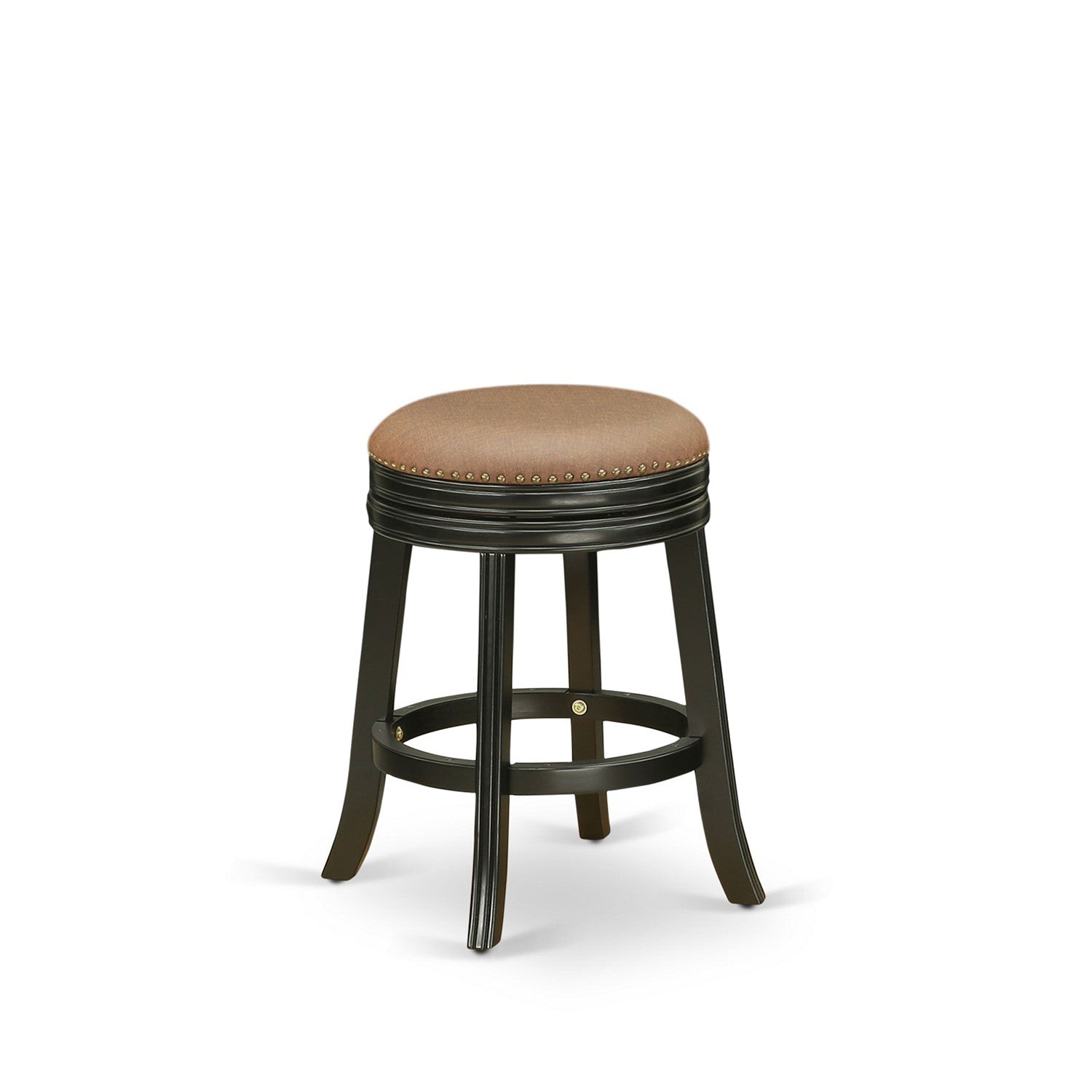 DVS024-112 Devers Swivel Backless Barstool 24'' Seat Height With Black Leg And F12-12 Pu Leather Brown Roast