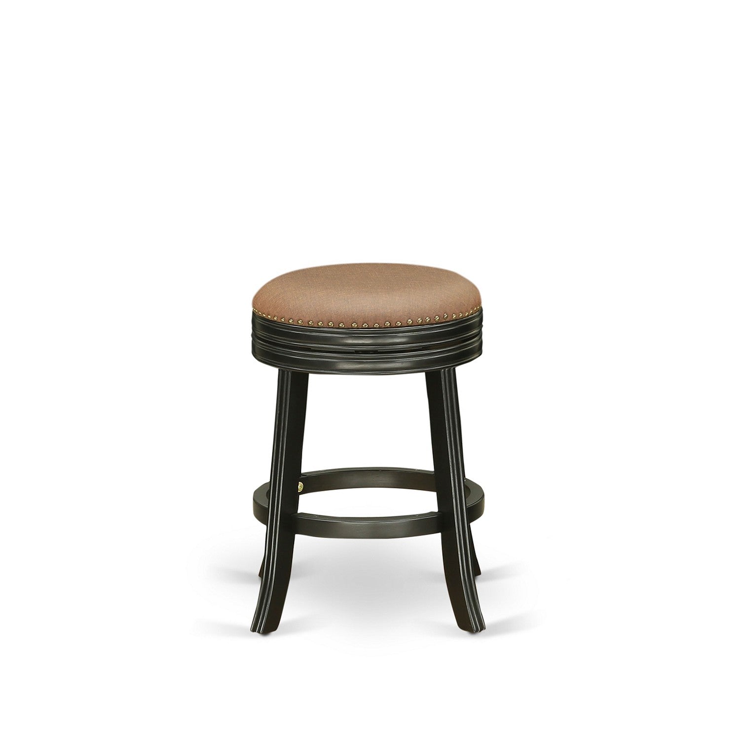 DVS024-112 Devers Swivel Backless Barstool 24'' Seat Height With Black Leg And F12-12 Pu Leather Brown Roast