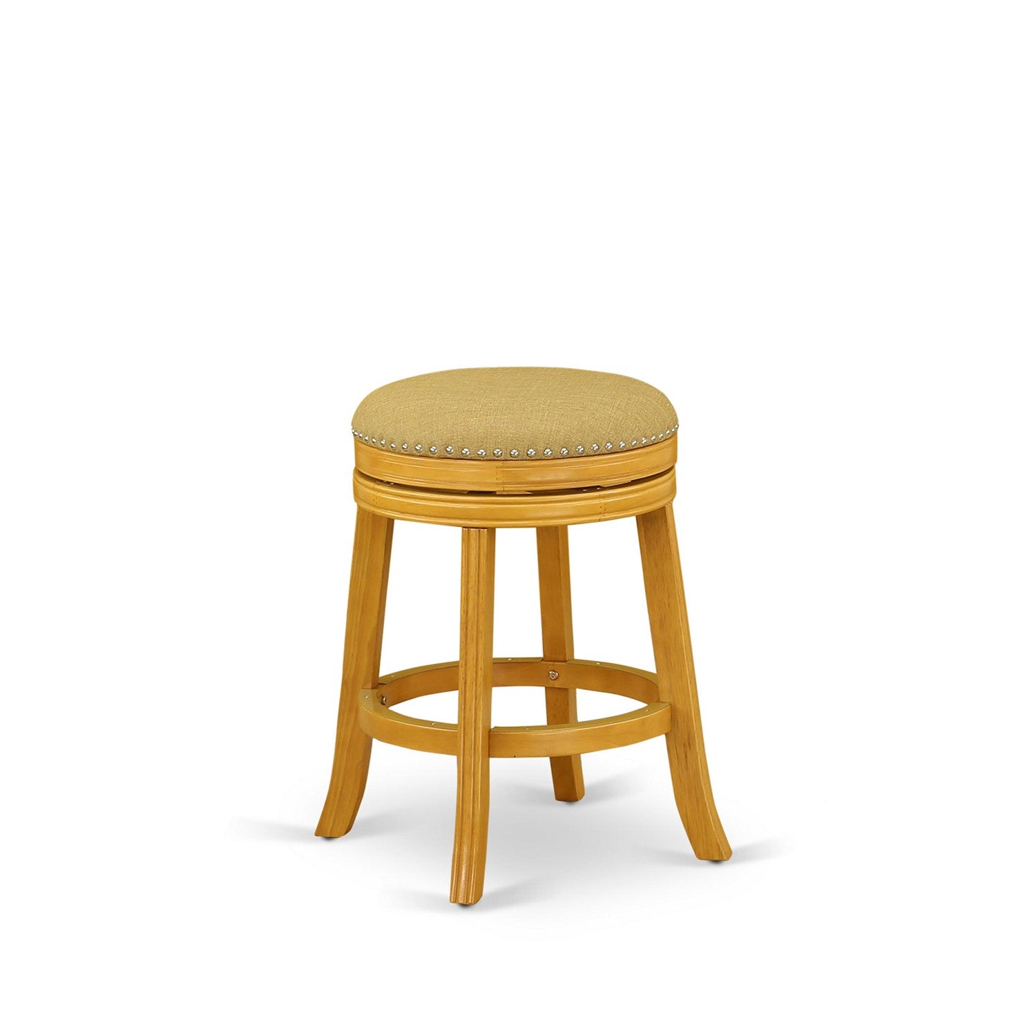 DVS024-416 Devers Swivel Backless Barstool 24'' Seat Height With Oak Leg And F12-16 Pu Leather Vegas Gold