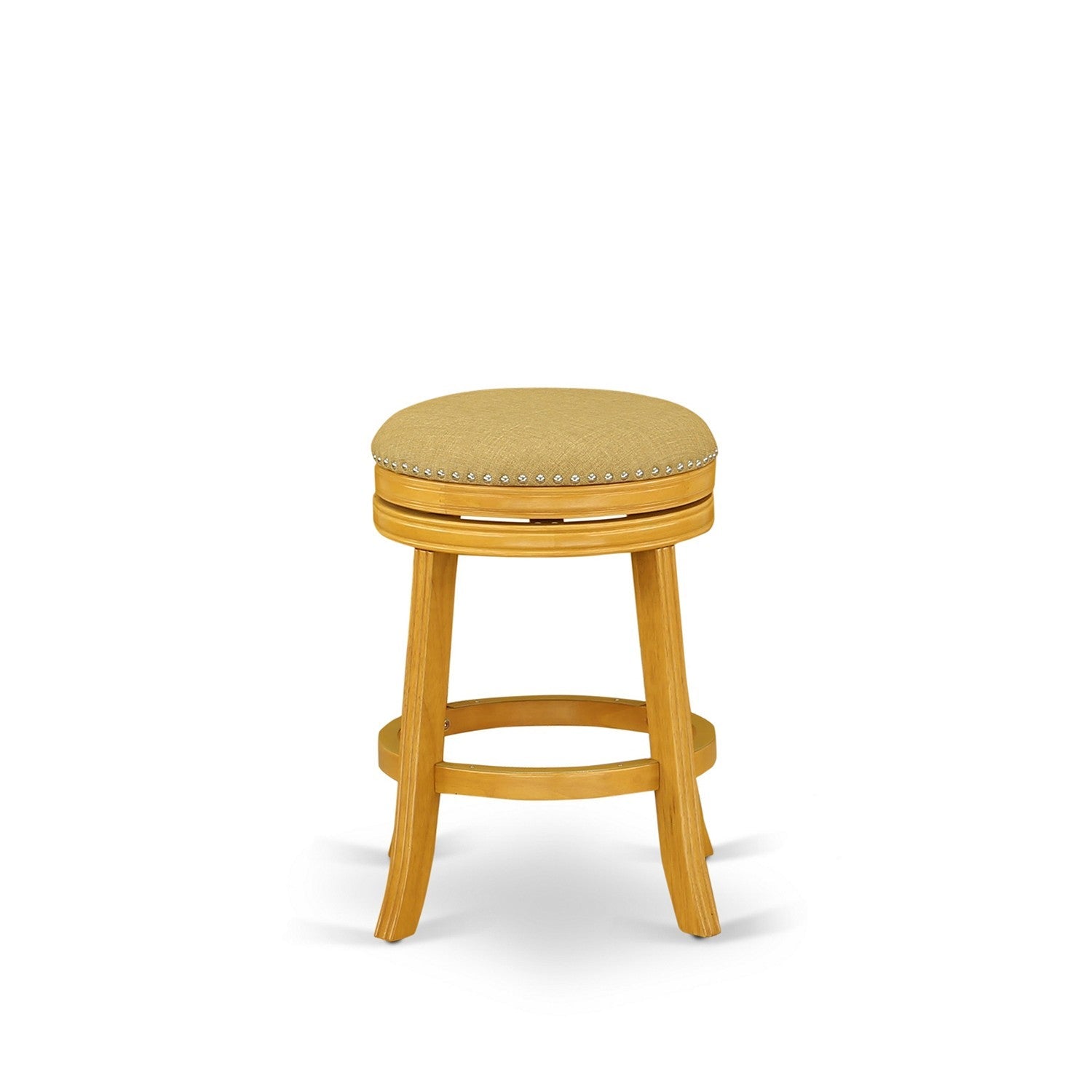 DVS024-416 Devers Swivel Backless Barstool 24'' Seat Height With Oak Leg And F12-16 Pu Leather Vegas Gold