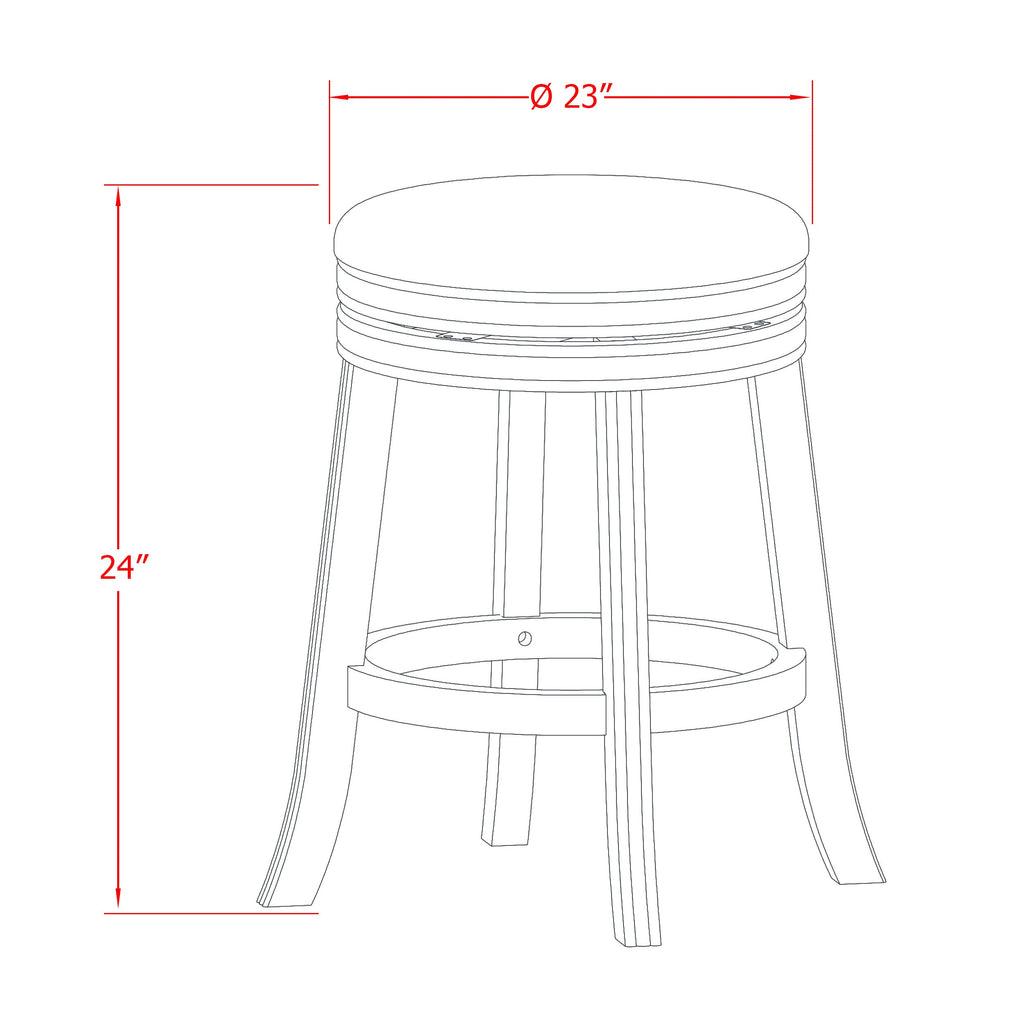East West Furniture DVS024-416 Devers Counter Height Stool - Round Shape Vegas Gold PU Leather Upholstered Kitchen Counter Backless Chairs