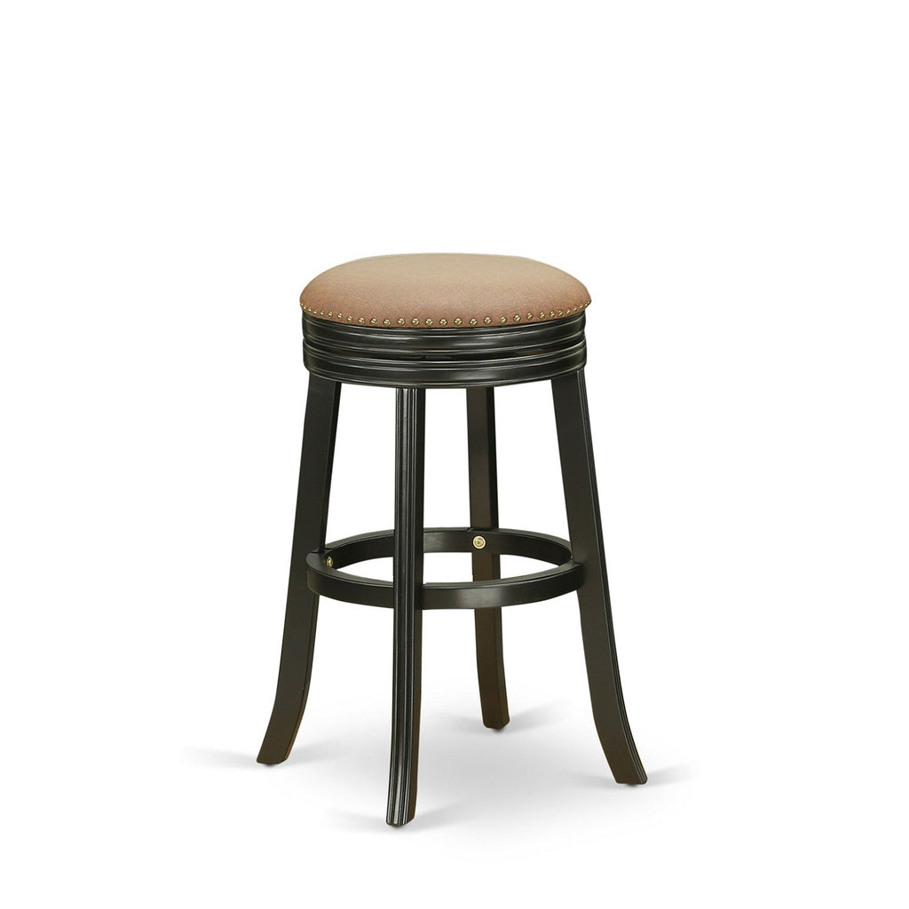 Taburete de bar Devers de altura de mostrador DVS030-112 de East West Furniture, redondo, tapizado en cuero sintético marrón tostado, sin respaldo