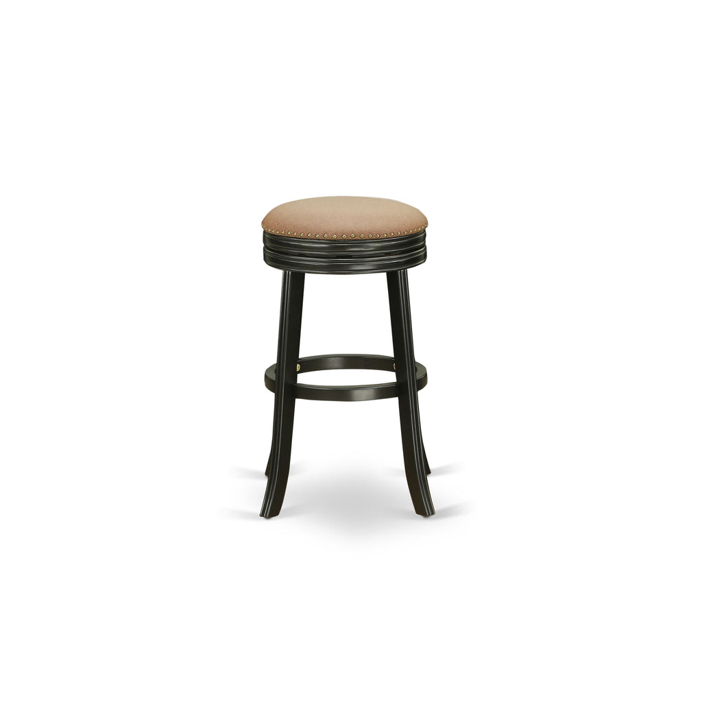 Taburete de bar Devers de altura de mostrador DVS030-112 de East West Furniture, redondo, tapizado en cuero sintético marrón tostado, sin respaldo
