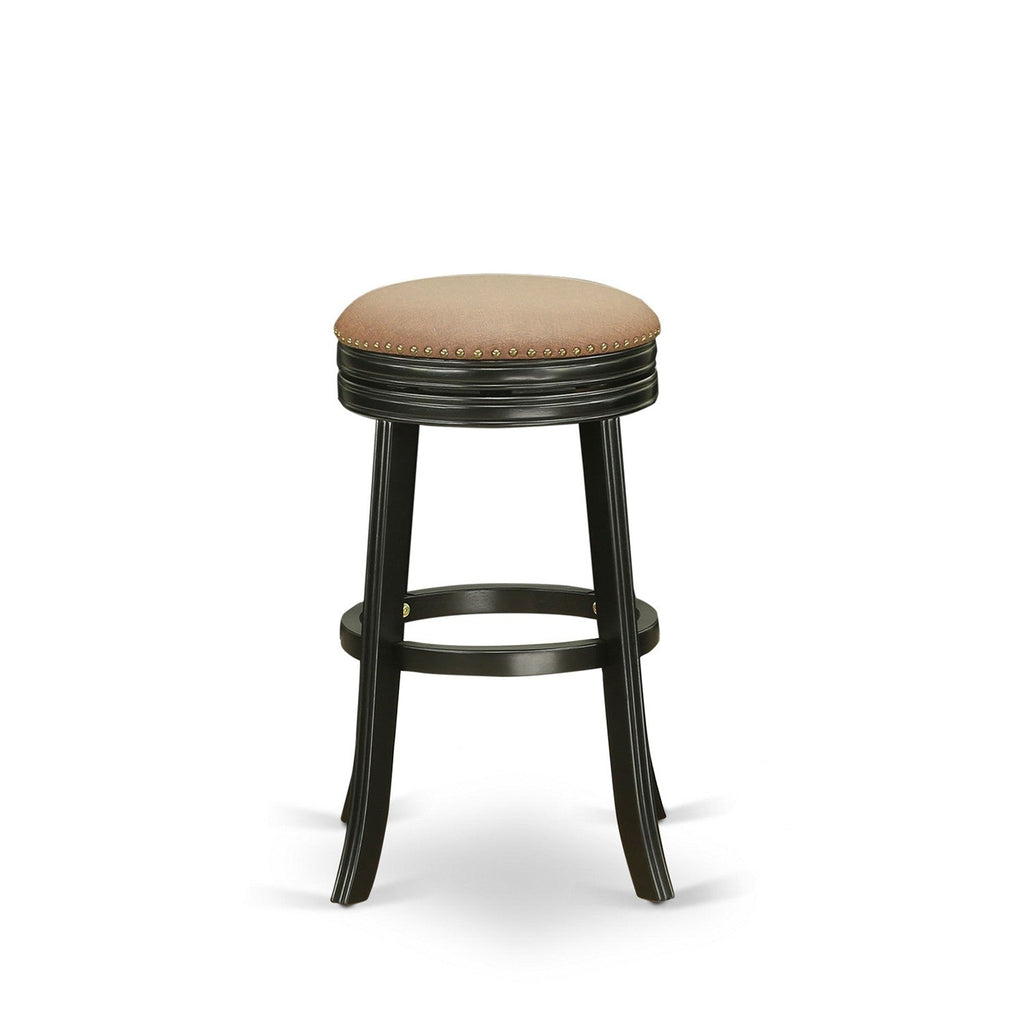 Taburete de bar Devers de altura de mostrador DVS030-112 de East West Furniture, redondo, tapizado en cuero sintético marrón tostado, sin respaldo