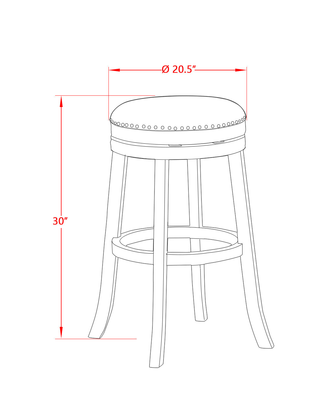 DVS030-112 Devers Swivel Backless Barstool 30'' Seat Height With Black Leg And F12-12 Pu Leather Brown Roast