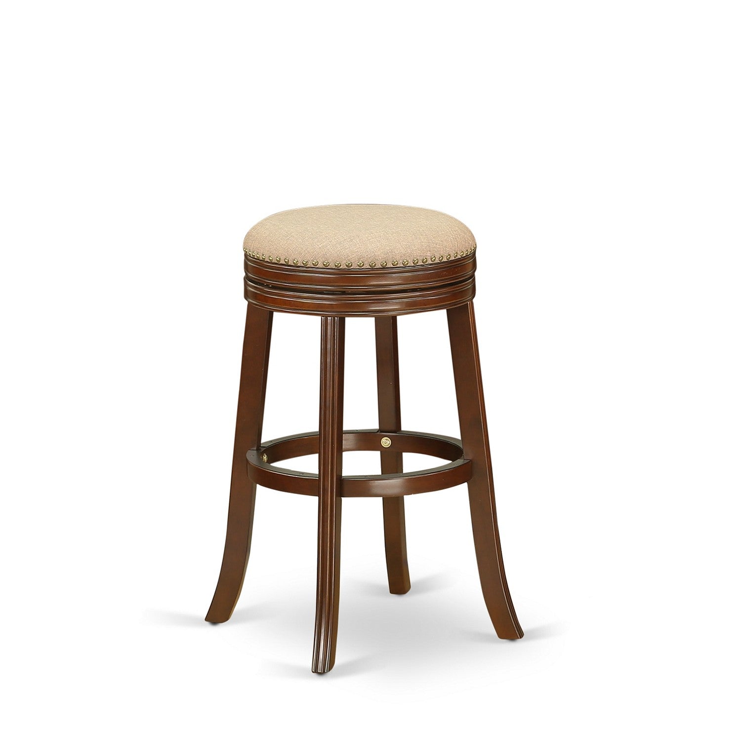 DVS030-303 Devers Swivel Backless Barstool 30'' Seat Height With Mahogany Leg And F12-03 Pu Leather Mocha