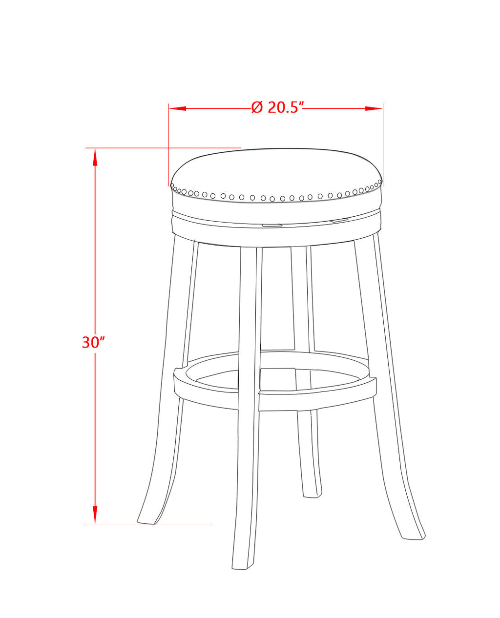 East West Furniture DVS030-303 Devers Counter Height Bar Stool - Round Shape Mocha PU Leather Upholstered Kitchen Counter Backless Chairs