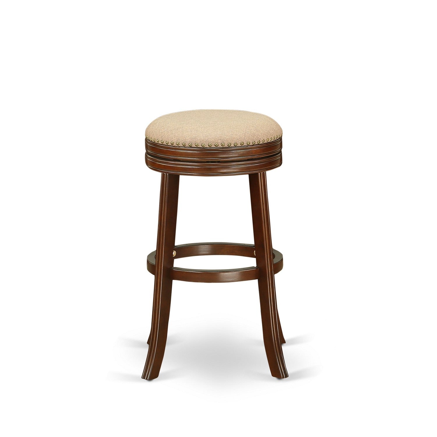 DVS030-303 Devers Swivel Backless Barstool 30'' Seat Height With Mahogany Leg And F12-03 Pu Leather Mocha