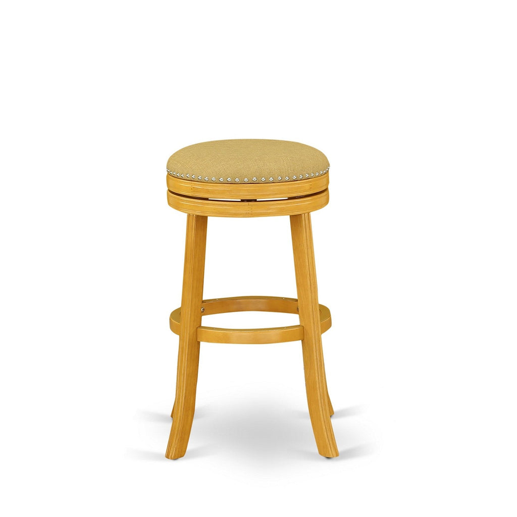 East West Furniture DVS030-416 Devers Counter Height Barstool - Round Shape Vegas Gold PU Leather Upholstered Backless Chairs
