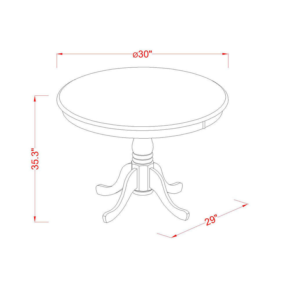 East West Furniture EDQU3-MAH-W 3 Piece Counter Height Dining Set for Small Spaces Contains a Round Dining Room Table with Pedestal and 2 Wooden Seat Chairs, 30x30 Inch, Mahogany