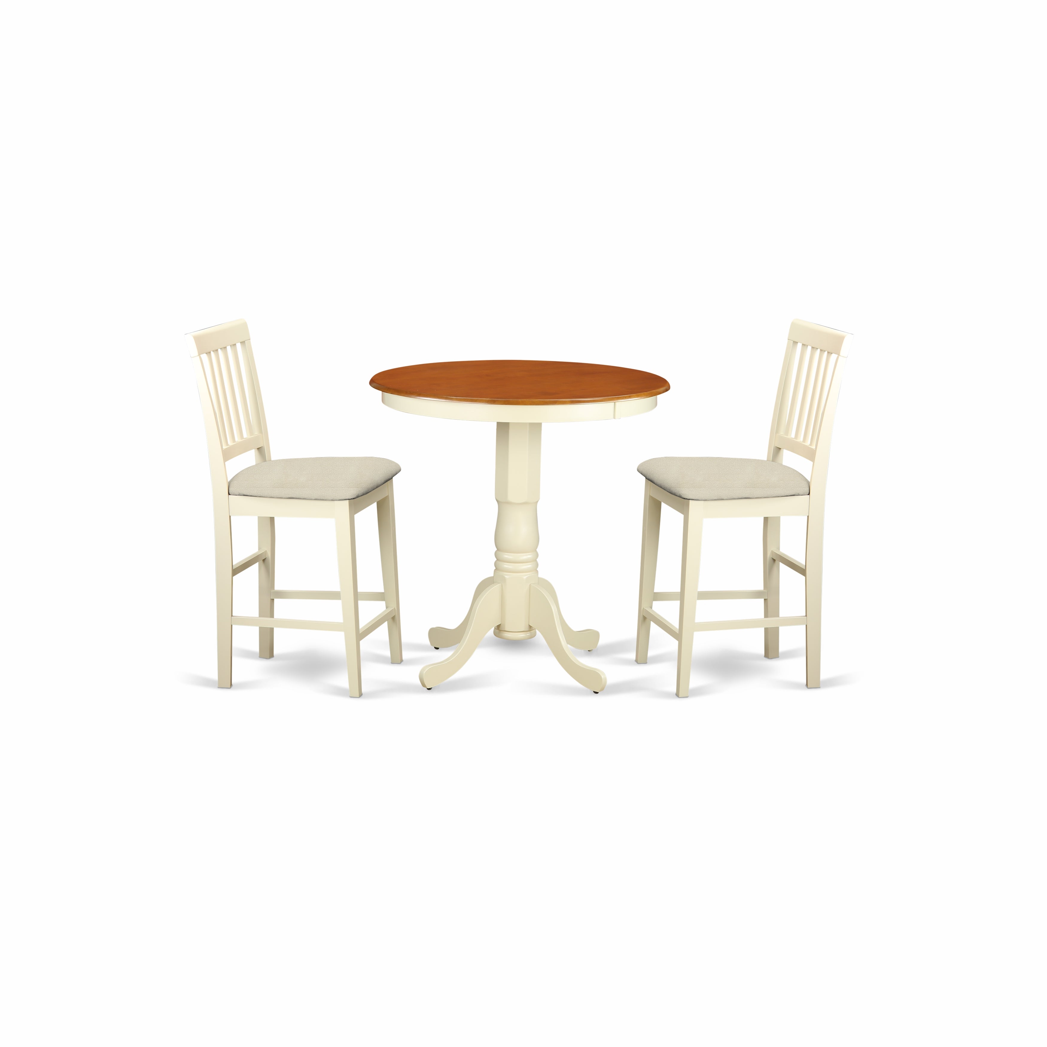 EDVN3-WHI-C 3 Pcpub Table set - high top Table and 2 dinette Chairs.