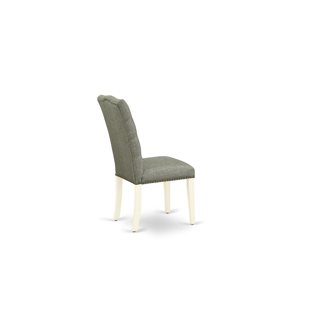East West Furniture ELP2T07 Elsa Parson Dining Room Chairs - Button Tufted Nailhead Trim Gray Linen Fabric Padded Chairs
