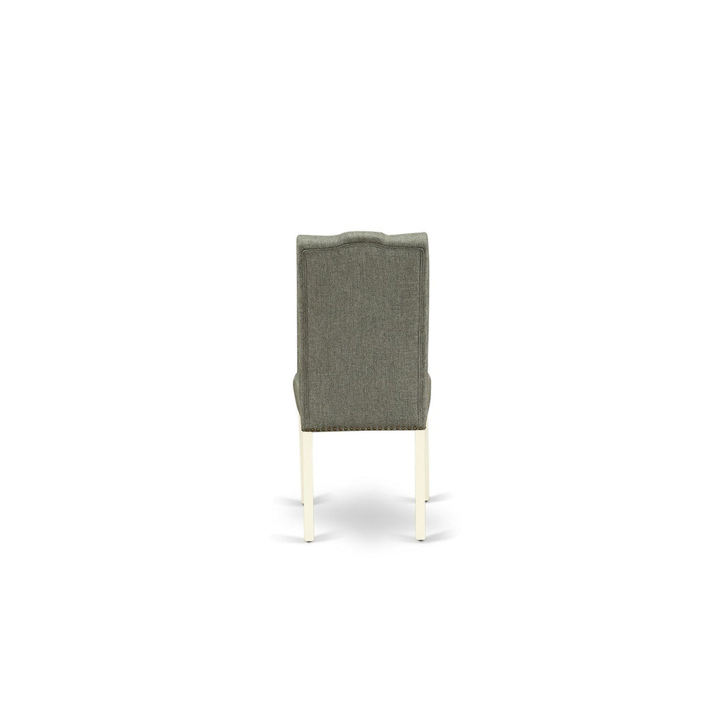 East West Furniture ELP2T07 Elsa Parson Dining Room Chairs - Button Tufted Nailhead Trim Gray Linen Fabric Padded Chairs
