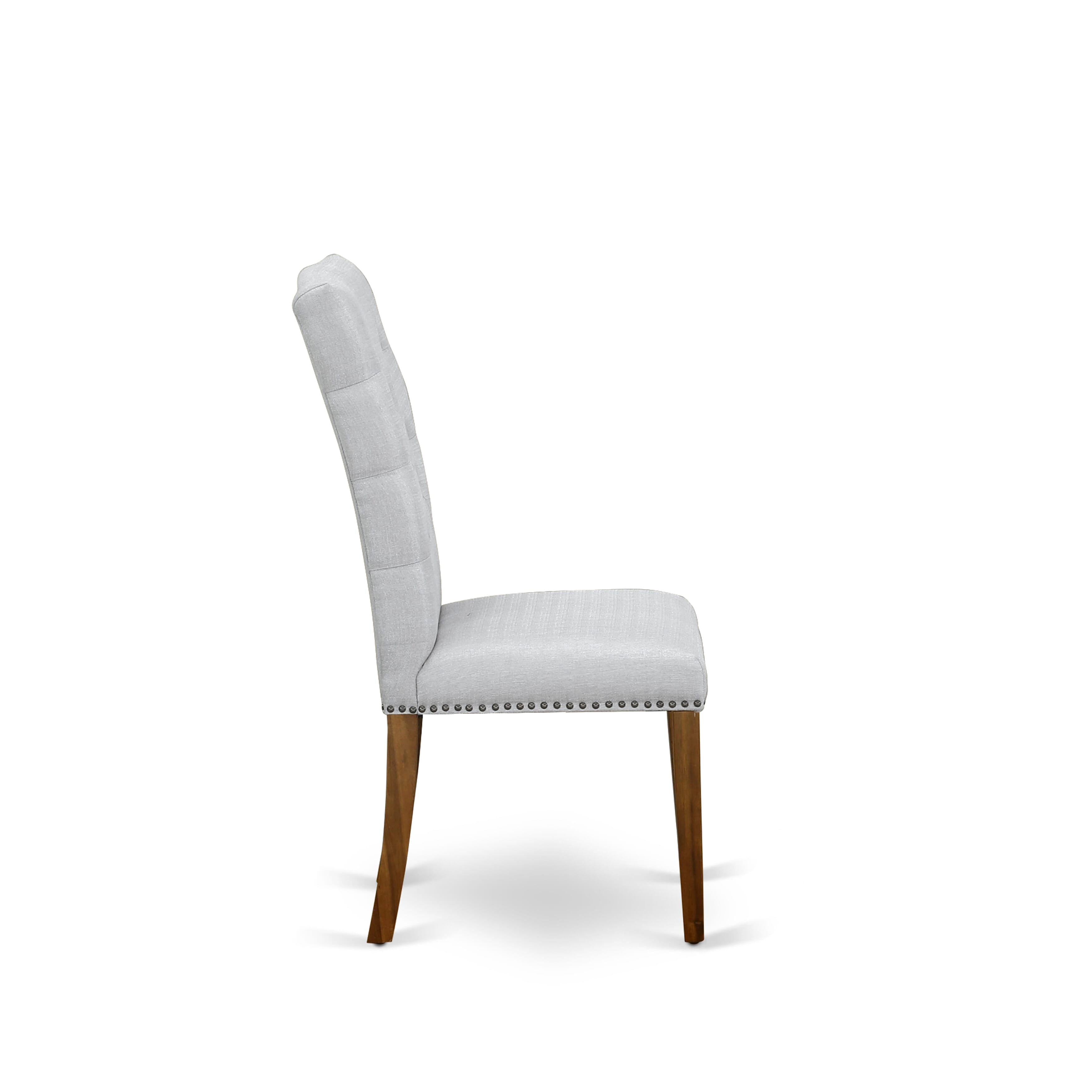 East West Furniture DLEL3-AWA-05 3 Piece Kitchen Table & Chairs Set Consist of a Round Dining Table with Dropleaf and 2 Upholstered Parson Chairs, 42x42 Inch, Antique Walnut